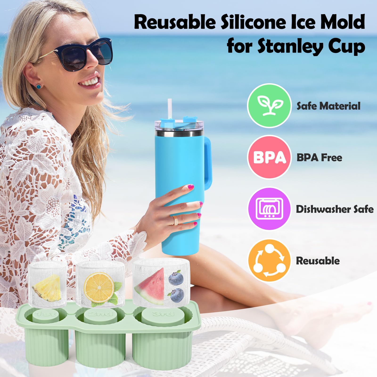 Bac À Glaçons En Silicone 2,5 Cm Moule À Glace Noir Sans Bpa Hxlxp: 3 X