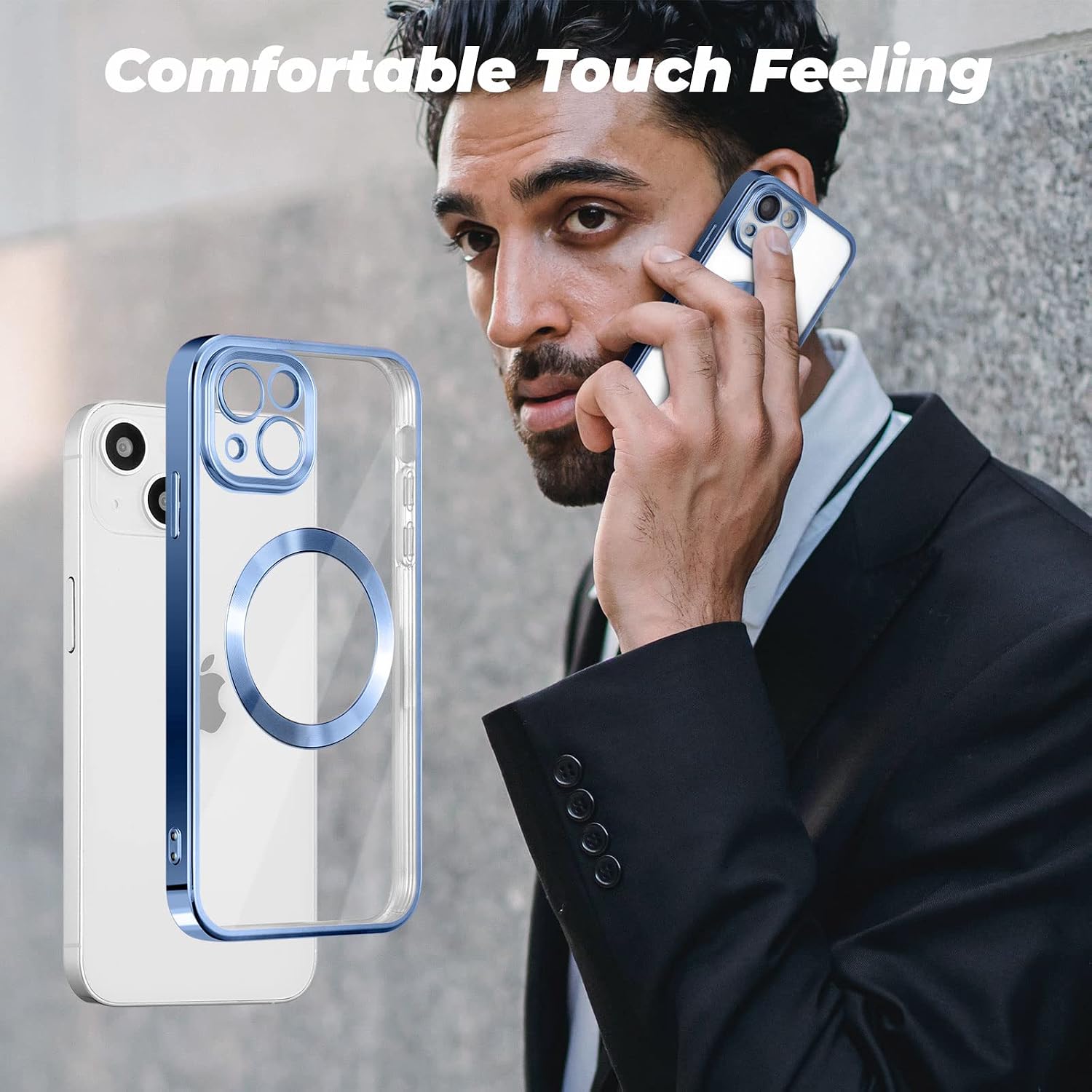 ZCDAYE Magnetic for iPhone 15 Pro Max Case, Clear Magnetic Luxury Phone Case [Compatible with Wireless Charging] [Full Camera Protection] Metallic Glossy Plating Shockproof Cover, Light Blue image 5