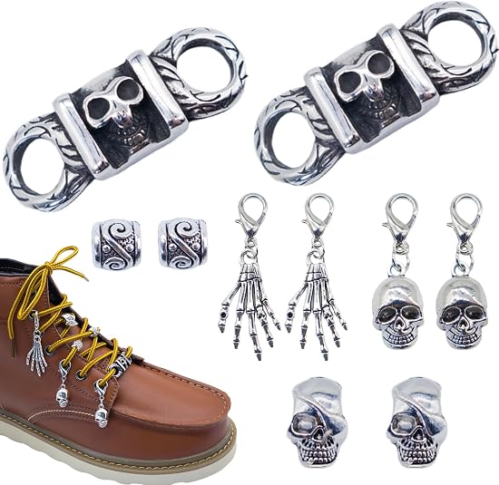 Shoe Charm for Sneakers,Metal Skull Boot Charms,Runners,Hip Hop Stylish Shoe Charms for Men/Women