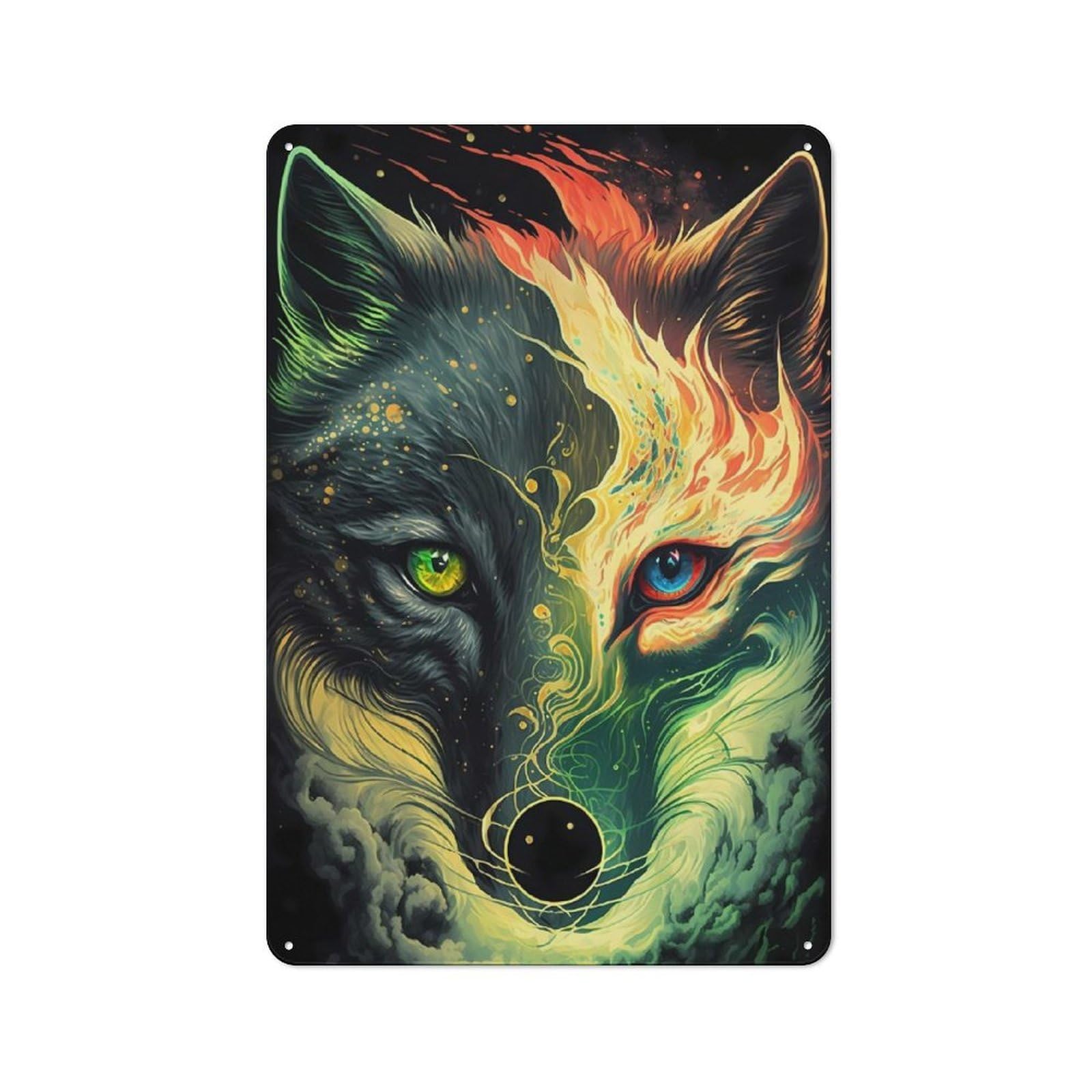 Junmoney Wolf Vintage Metal Sign 30X20cm For Lounge Or Reading Corner, For Garage, Workshop And Man Cave Decoration