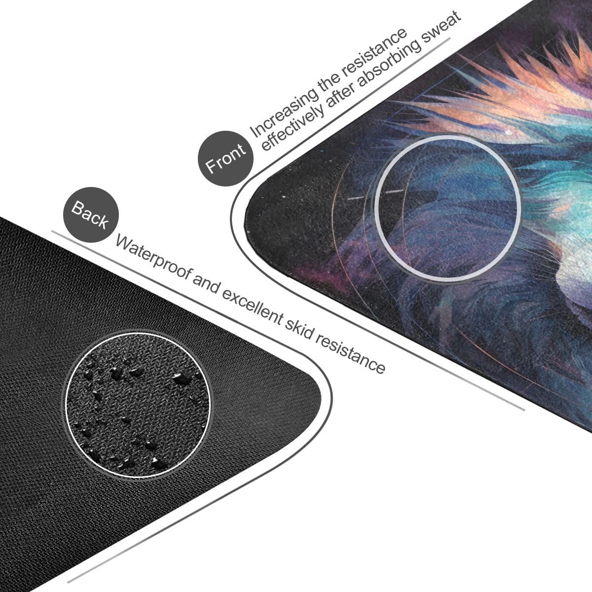 ALAZA Wolf Galaxy Watercolor Yoga Mat Non Slip Fitness Exercise Mat, Workout Mat for Yoga, Pilates and Floor Exercises