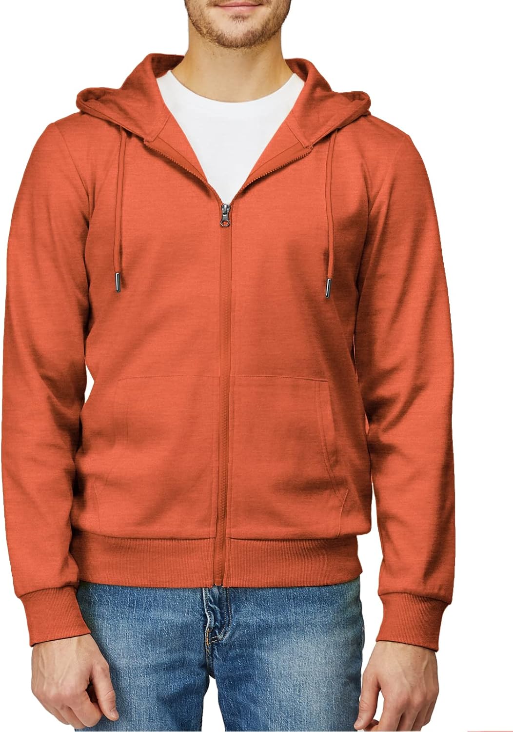 H2H Men's Zip Up Hoodie Lightweight Long Sleeve Basic Slim Fit Cotton SweatShirt with Pocket - Image 4