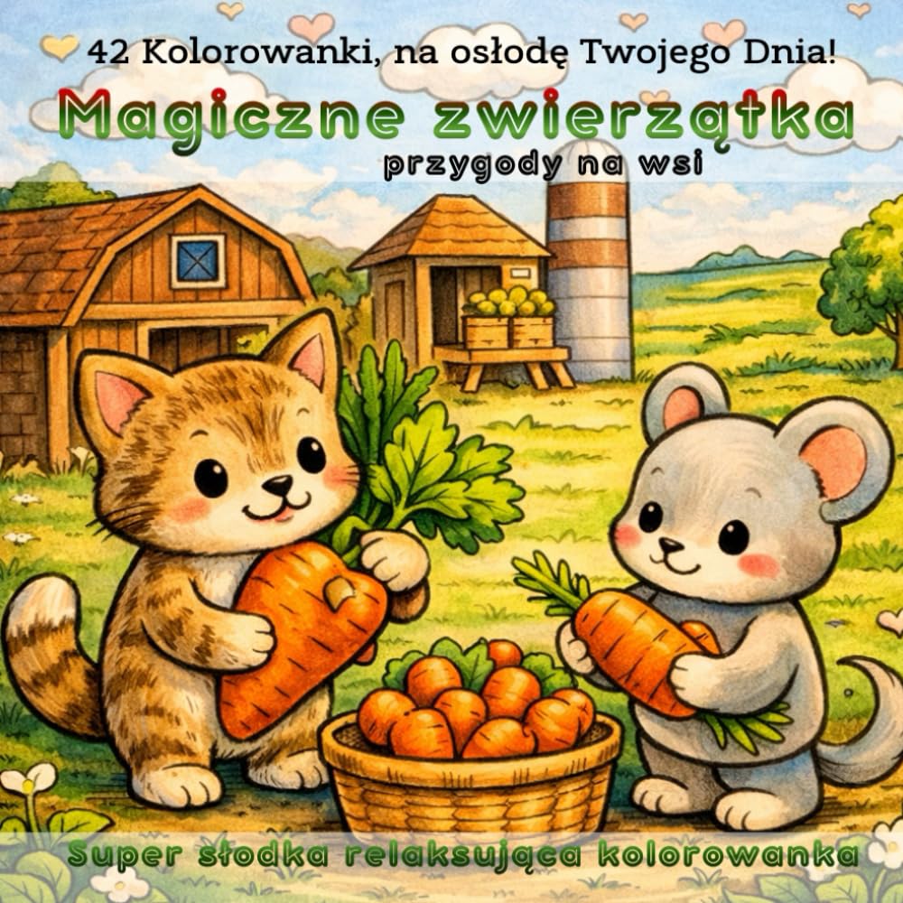 Magiczne zwierzątka przygody na wsi. 42 Kolorowanki, na osłodę Twojego Dnia!: Super słodka relaksująca kolorowanka