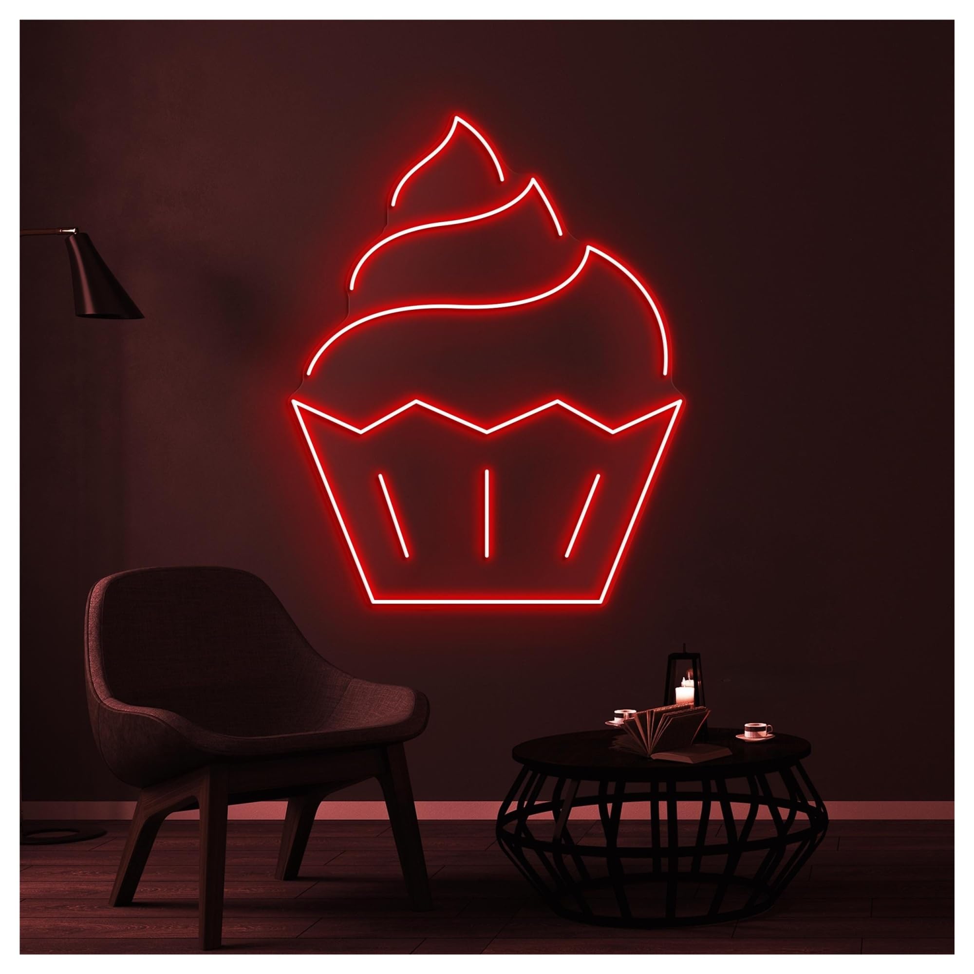 RONGCH Hanging Art Signs Cupcake Neon Sign Sweet Treat Wall Art Bakery Kitchen Decor Cake Lover Gameroom Bedroom Bar Livingroom Birthday Party Decoration 40cm