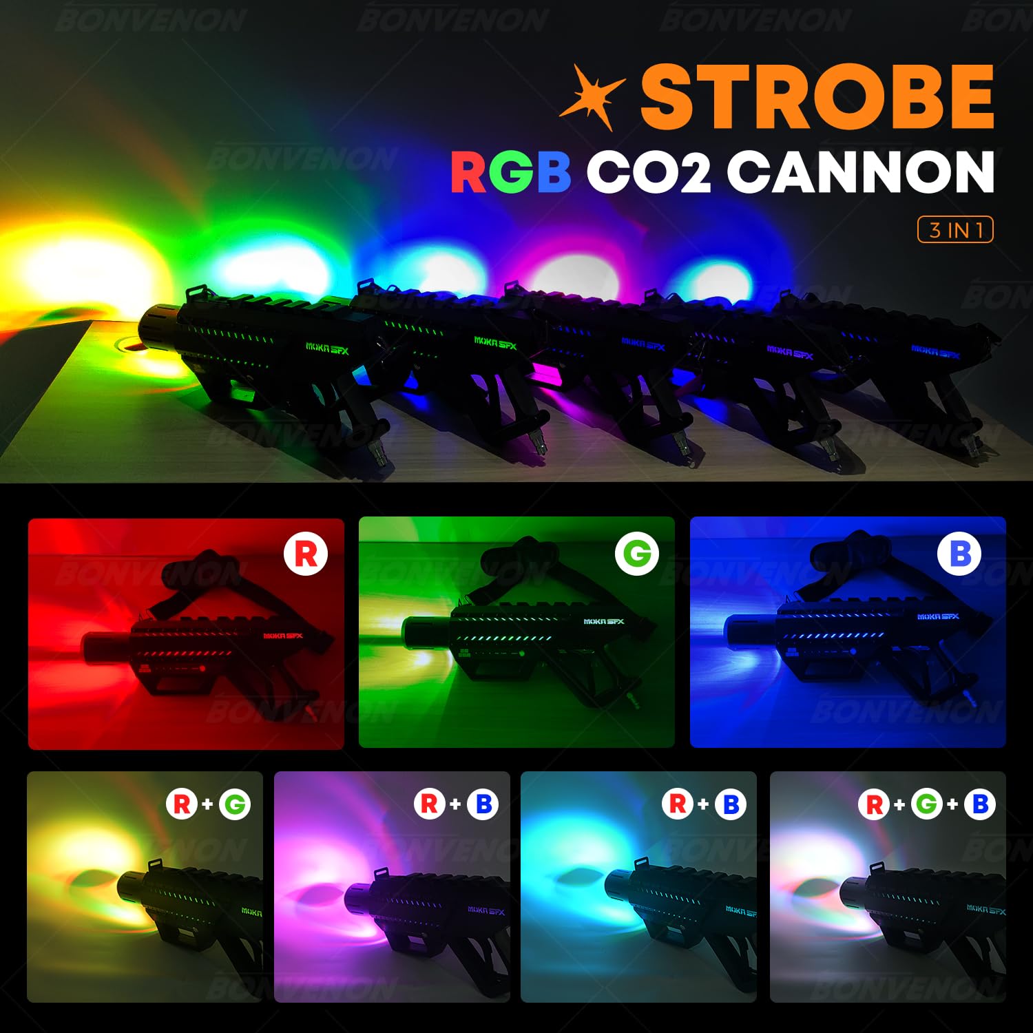 Handheld CO2 Cannon Confetti Machine, LED 7 Colors Confetti Gun, Co2 Jet Machine, Portable Confetti Blaster Gun For Nightclub Party Wedding Bars Concert Club