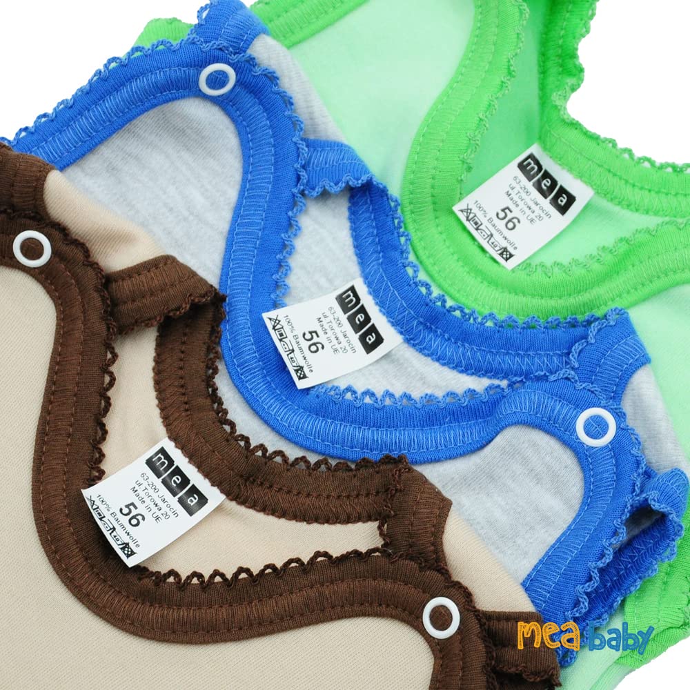 MEA BABY Tutine per Neonati | Tutine Senza Maniche | per Bambine e Bambini | Unisex | 100% Cotone | Body Colorati con Stampa | Confezione Multipla da 5 Pezzi