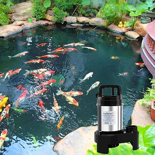 Miniatura 9 de Bomba de agua sumergible 23 HP Bomba de aguas residuales de acero inoxidable, temporizador automático 5500 GPH bomba de sumidero para riego de