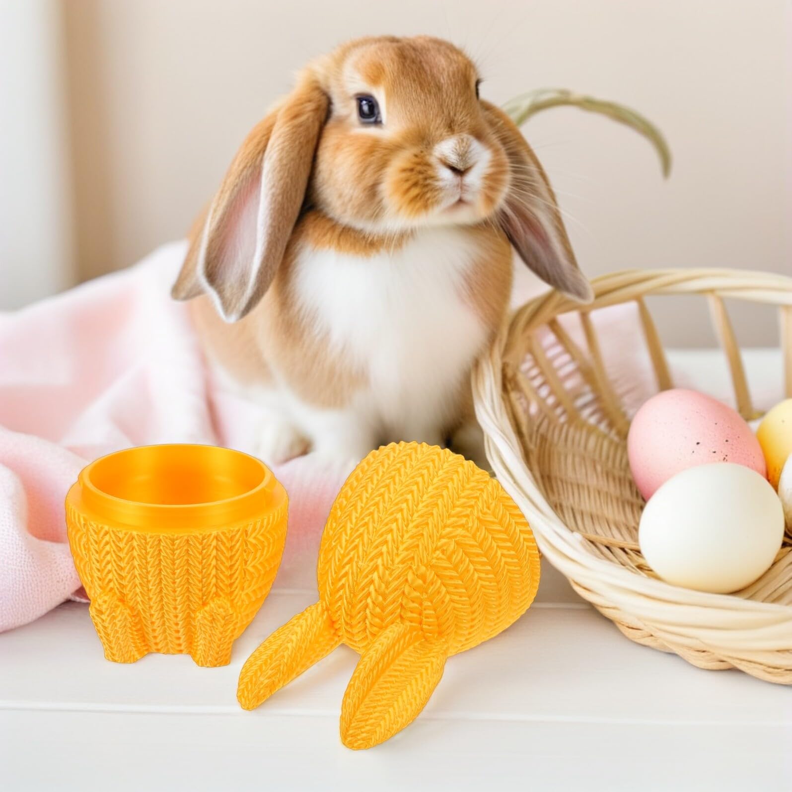ULTECHNOVO Uova di Pasqua Riempibili Orecchie di Coniglio 3d Stampate in Plastica Pla, Scatole di Caramelle Pasquali Vuote per Caccia alle Uova, Bomboniere Fai da Te per Feste e Premi