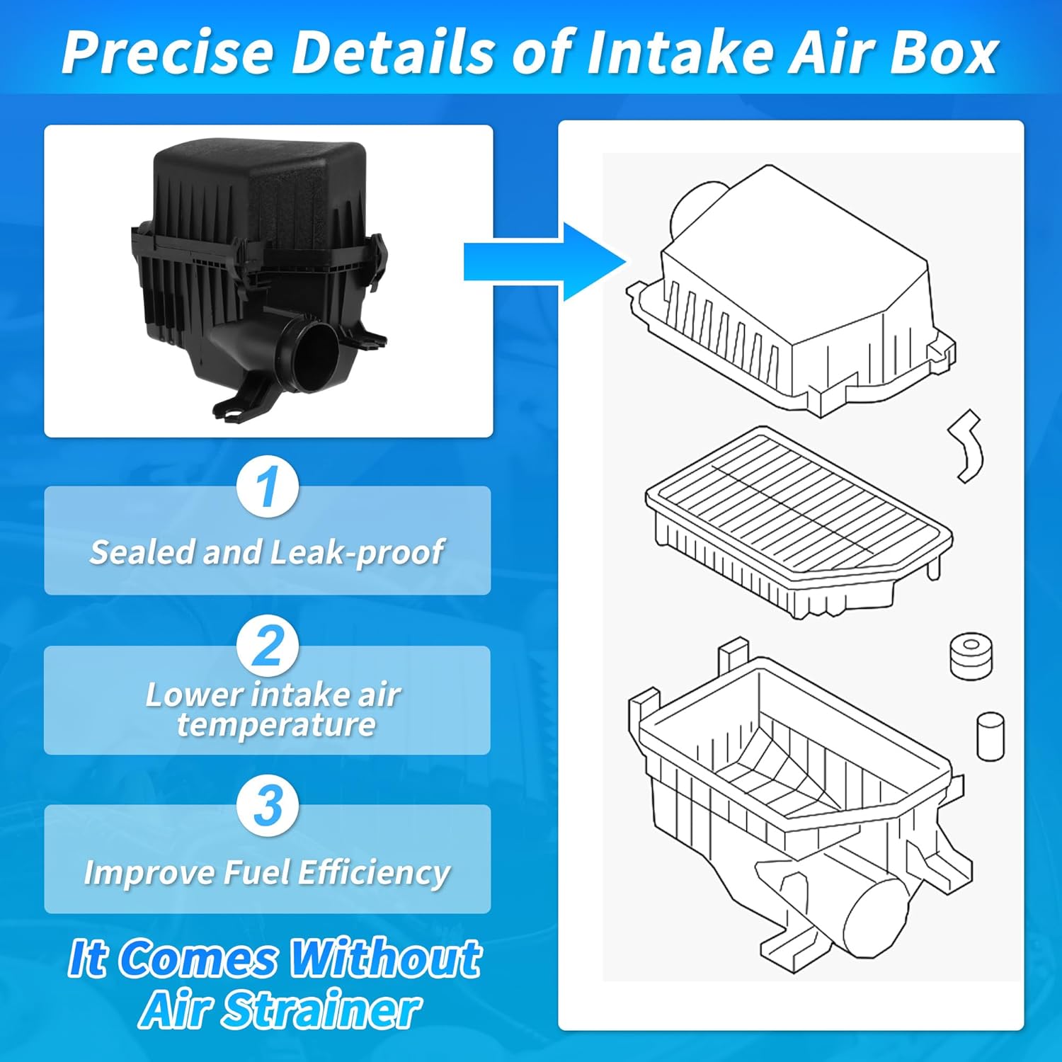 ACROPIX No.281101R100 Engine Air Filter Cleaner Box Housing for Hyundai Accent 1.6L 2012-2014 Air Intake Cleaner Assembly for Kia Rio 1.6L 2012-2015 No.28110-1W100/347368287LKQ