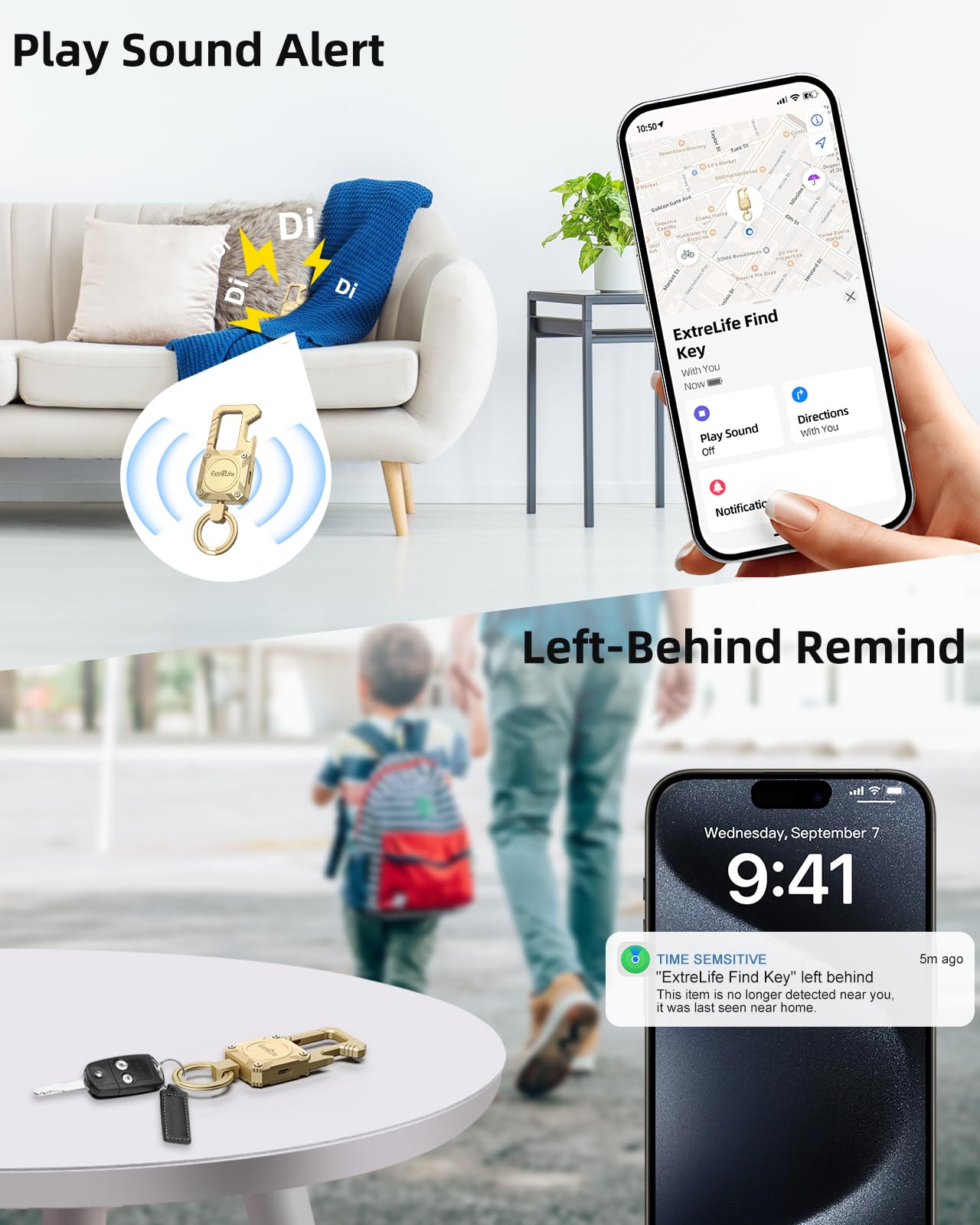 Portachiavi, funziona con Apple Find My, Heavy Duty portachiavi apribottiglie, moschettone auto portachiavi con localizzatore GPS, trova chiavi, Bluetooth Tracker per bagagli, bambini, borse e altro