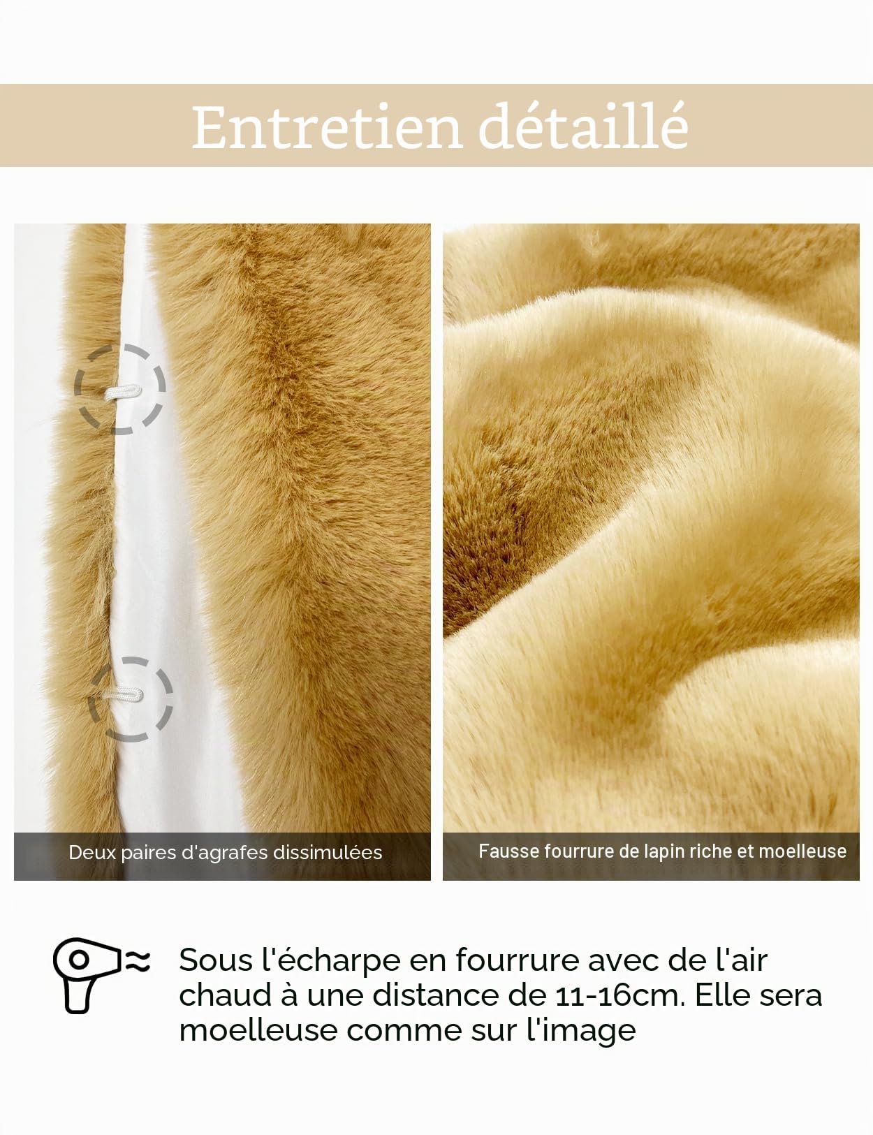 BEAUTELICATE Châle Étole En Fausse Fourrure Écharpe Cape De Femme Mariage Hiver Sur Robe de Soirée Mariée Cérémonie Fête Demoiselle d'honneur Grande Taille