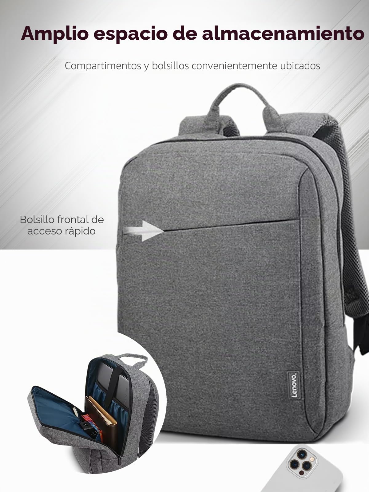 Mochila Lenovo casual para equipos portátiles de 39,6 cm (15,6") B210 (Color Gris)