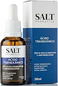 Sérum Clareador Multicorretor com Ácido Tranexâmico 6%, Ácido Glicólico 10%, Niacinamida 5% e Alpha Arbutin – Reduz Manchas e Melasma 30 ml – Salt Cosmetics