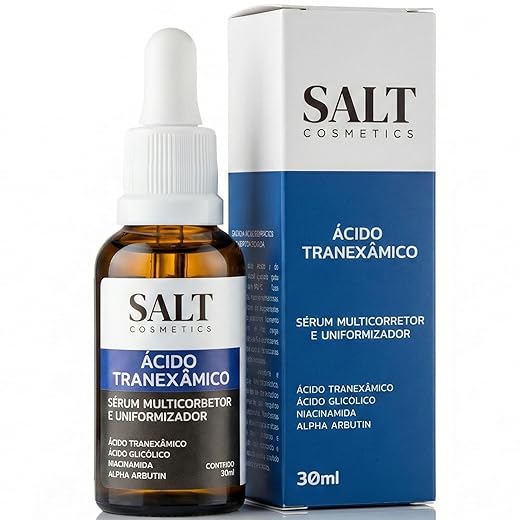 Sérum Clareador Multicorretor com Ácido Tranexâmico 6%, Ácido Glicólico 10%, Niacinamida 5% e Alpha Arbutin – Reduz Manchas e Melasma 30 ml – Salt Cosmetics