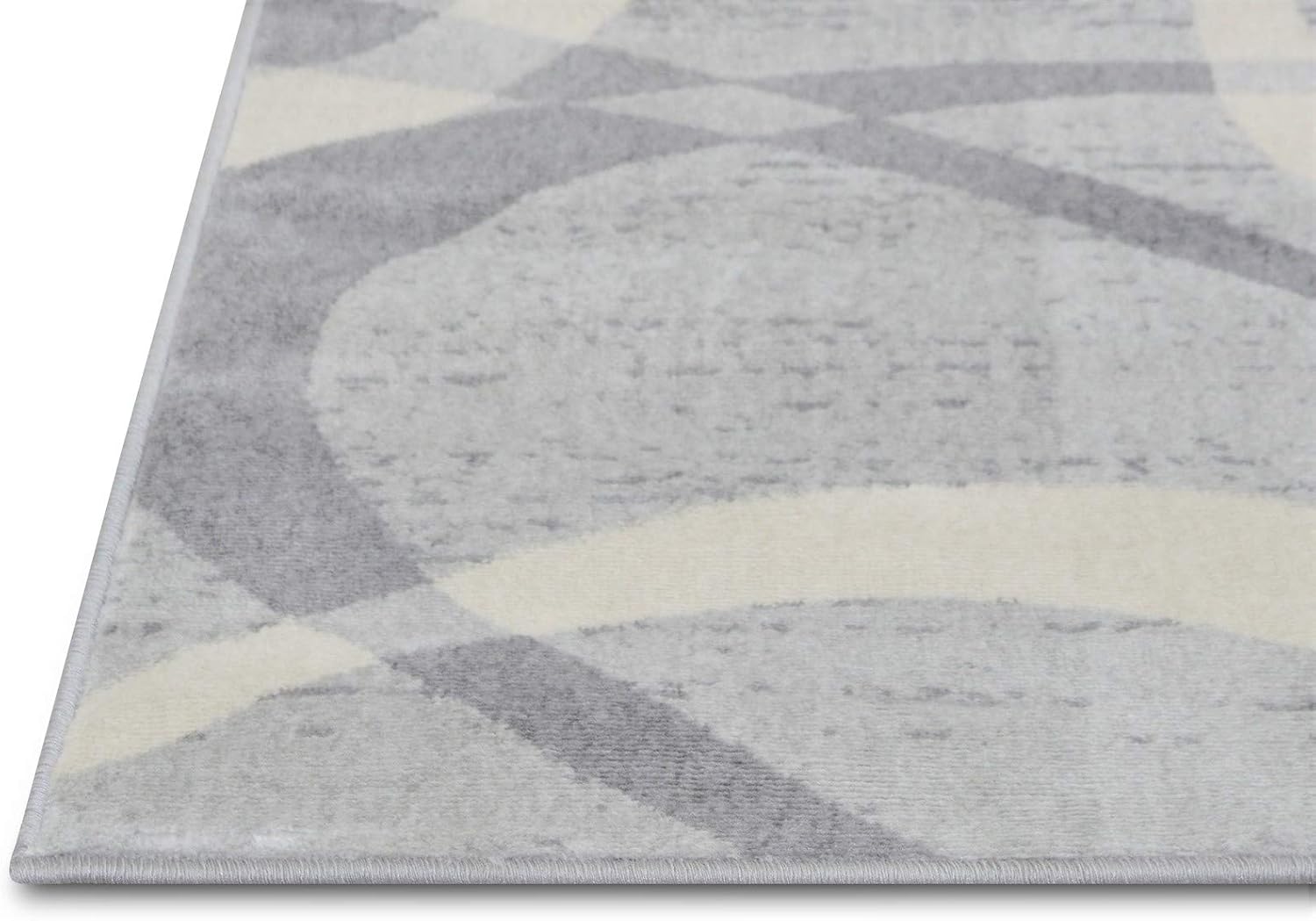 Modern Oval Pattern Soft Touch Rug – 5x7 Area Rugs, Silver Grey and Champaign