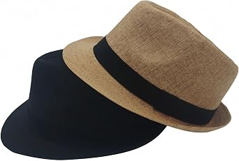 2 Pack Short Brim Fedora Hats for Men Women 1920s Unisex Party Costume Hats