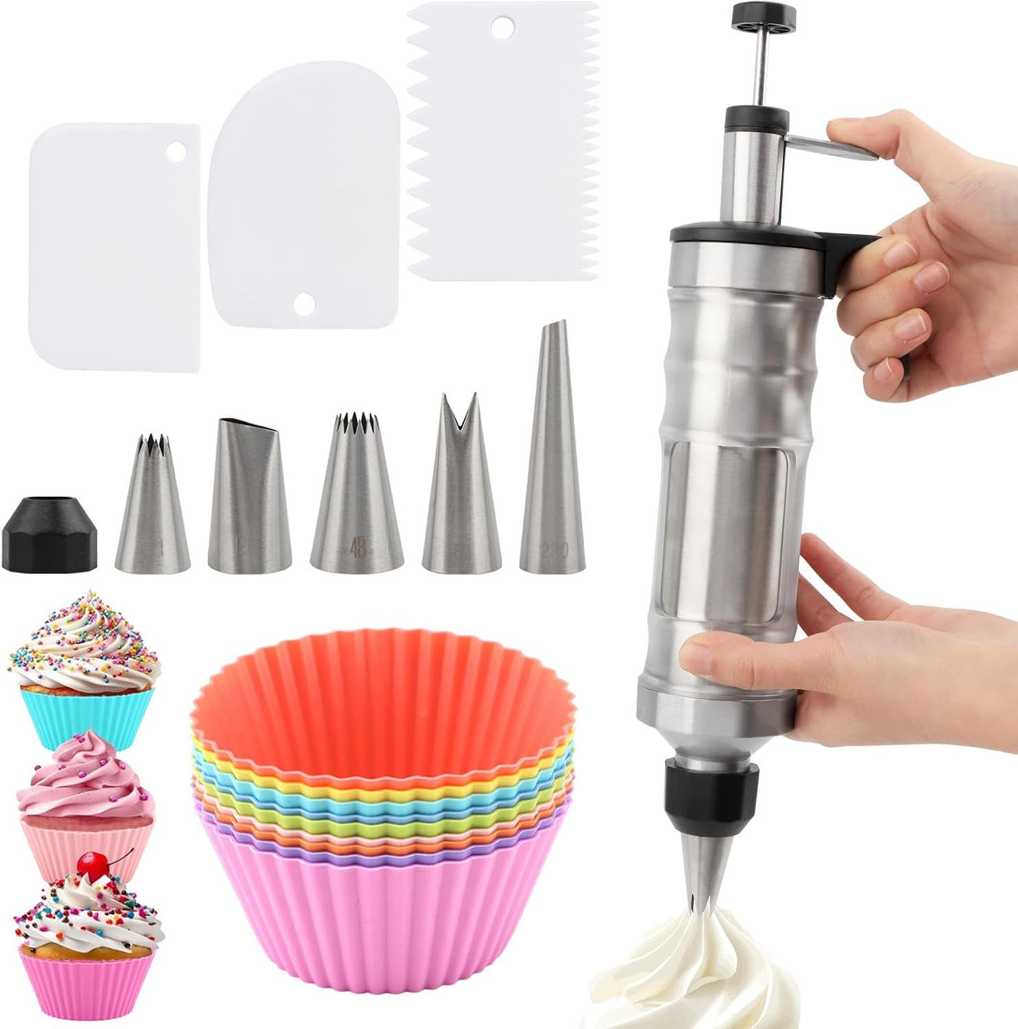Dessert Decorating Syringe Set, Cupcake Piping Kit & Cake Filling Injector