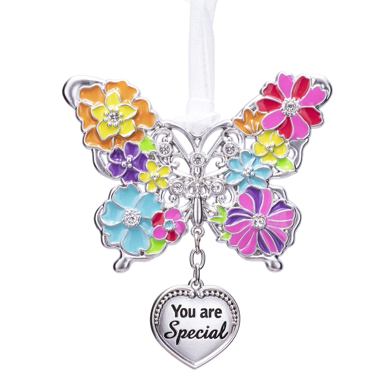 LARAINE Butterfly Hanging Ornaments Charm Mom Mother's Day Butterfly Wind Chime Ornament Charm with Metal Heart Gifts for Mom Grandma Aunt Birthday (Love, You are Special)