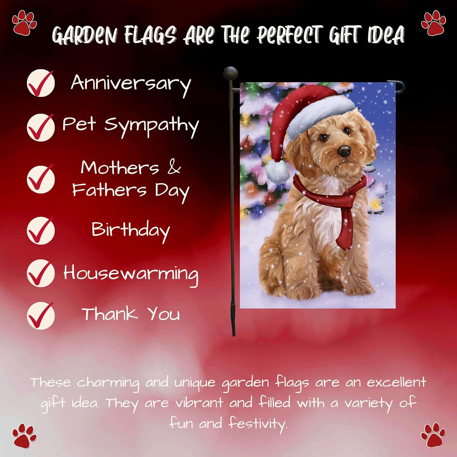 Doggie of the Day Cockapoo Dog Garden Flags - Christmas Winterland Wonderland - Double Sided - Yard Porch Lawn Spring Decorative Gift - Home Decor 12 1/2"w x 18"h - GFLAG48855