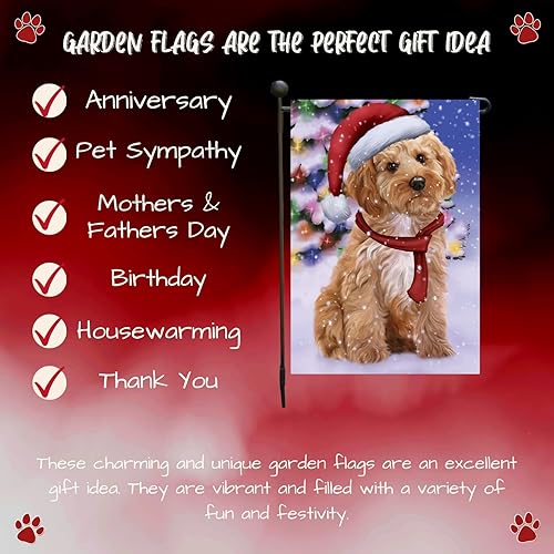 Miniatura 7 de Doggie of the Day Cockapoo - Banderas de jardín para perros  País de las Maravillas de Navidad  Doble cara  Regalo decorativo de primavera