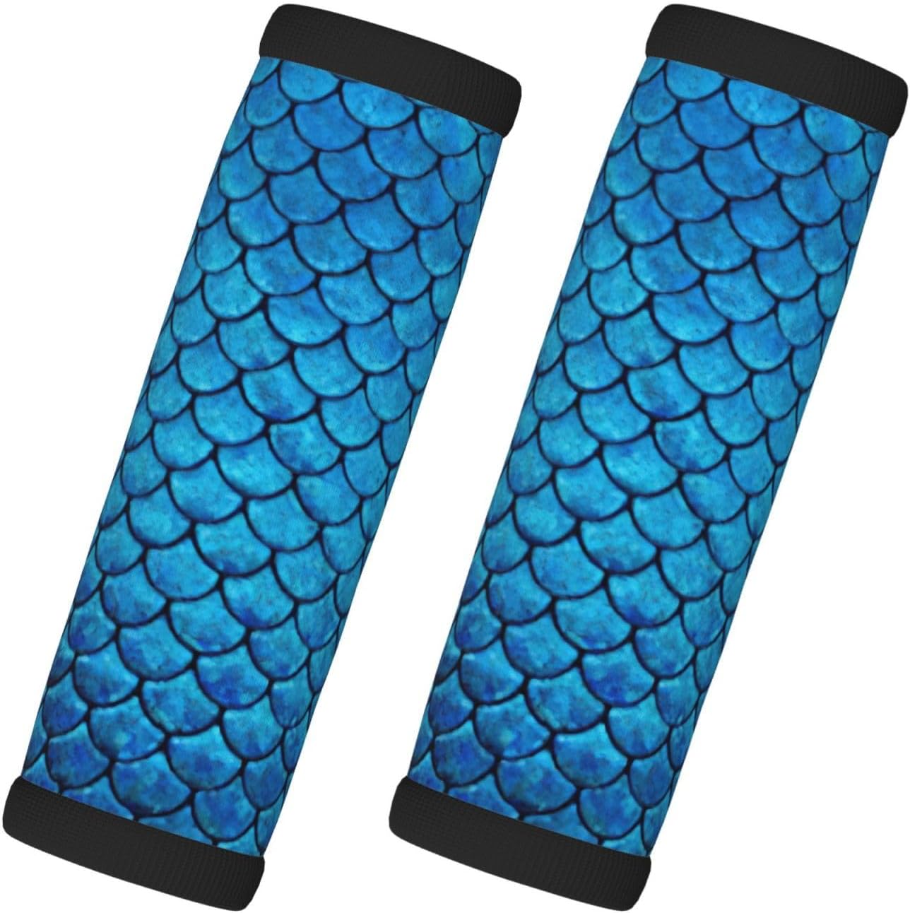 Blue Fish Scale Print Luggage Handle Wraps Luggage Identifiers Soft Neoprene Luggage Handle Wraps for Suitcase Trolley Handle Grip Cover 2 Pack Luggage Tags