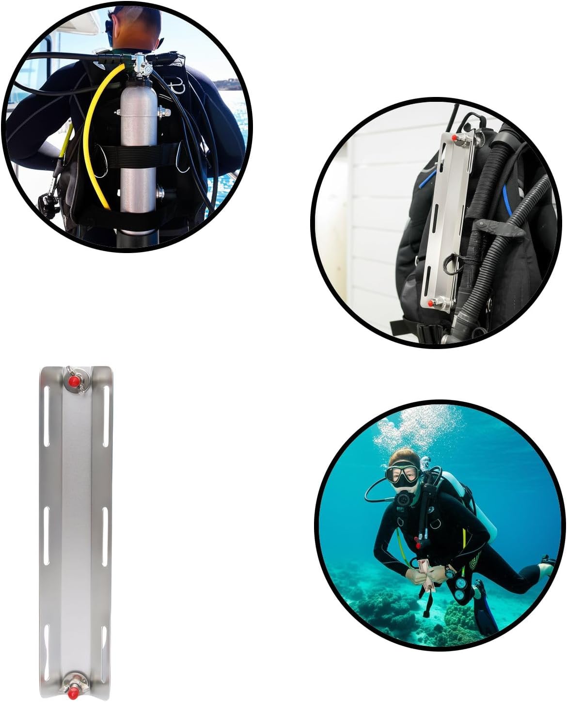Technical Diving Backplate Single Tank Adapter with Mounting Screws for Standard Dive Tanks