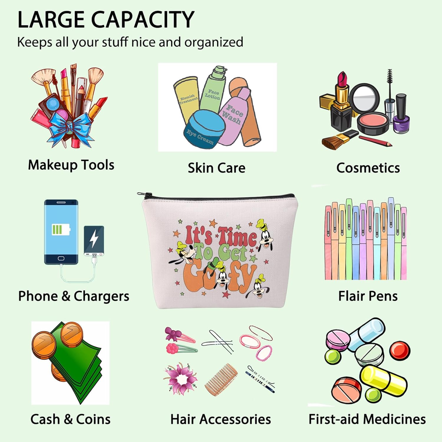 FOTAP Cartoons Dog Gift It's Time To Get G Makeup Bag Dog Cartoon Fan Cosmetic Bag Merchandise Cartoon Movies Gift (Get Goo) - Image 5