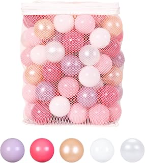GOGOSO Ball Pit Balls for Toddlers Dogs Baby, 2.2 Inch Pastel Play Ball Toys Kid Ballpit, Bounse House, Birthday, Tent, Party,100 pcs, Pink Gold