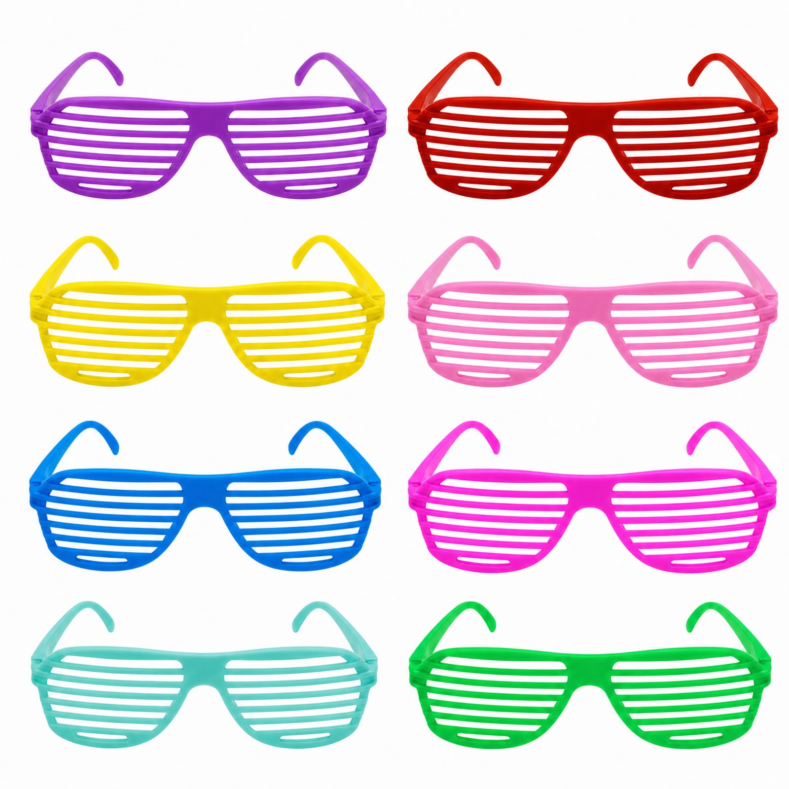 16PCS Neon Color Shutter Shades Glasses 80s 90s Party Decoration Sunglasses