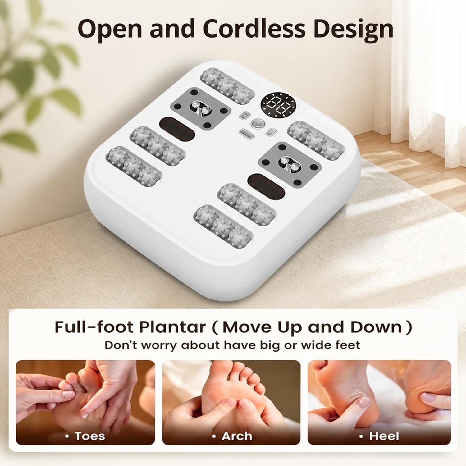 Electric Foot Massager, [2026 Upgrade Edition] Up-Down Vibration & Percussion Foot Massager, Roller Massage & Foot Heating, Plantar Fasciitis Massager, Realistic Manual Pressure