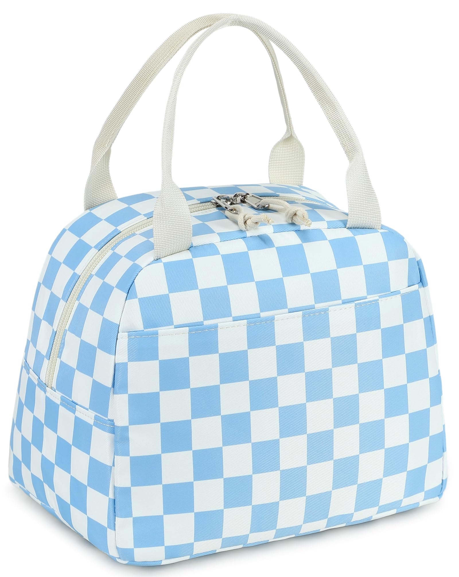LEDAOU Lunch Box for Women Insulated Lunch Bag Lunch Tote Bags Leakproof Cooler Lunch Case for Travel Work Picnic (Blue Checkered)