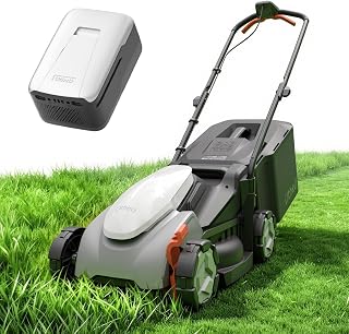 Litheli 14 Inch Cordless Lawn Mower 8.0Ah Battery Powered, Brushless Motor Push Mower, 5 Position Height Adjustment 25-65mm, 9 Gallon Grass Collection Bag, Lightweight for Mid Sized Yards