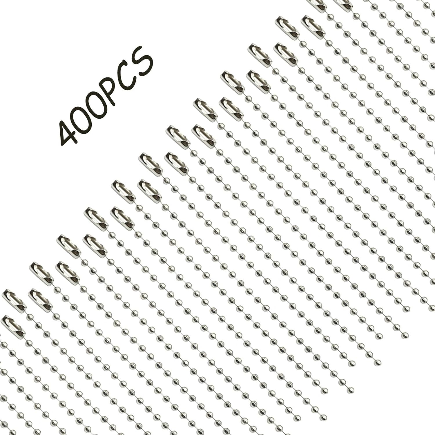 400 Pcs Silver Bead Chain Keychain, Connector, for Hanging Keychains