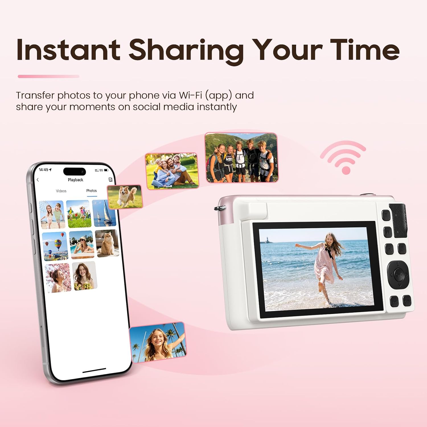 Digital Camera for Teens, 2026 Latest 4K 75MP Autofocus WiFi Vlogging Camera with 3''180° Flip Screen, 16X Zoom, 32GB TF Card, Portable Compact Cameras for Kids Teens Beginner (White)