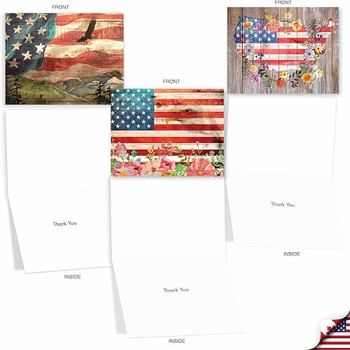 Miniatura 5 de The Best Card Company Juego de 10 tarjetas de agradecimiento surtidas de 4 x 5.12 pulgadas con sobres (10 diseños, 1 cada uno) Banderas artísticas