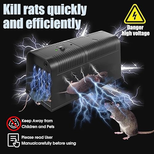 Miniatura 6 de Paquete de 2 trampas eléctricas para ratones, trampa eléctrica para ratas, trampa electrónica para ratas. Trampas para ratones de interior para