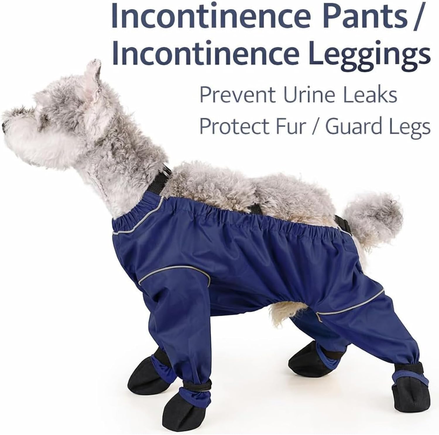Dog Snowsuit with Attached Boots, Waterproof Anti-Slip Winter Dog Leggings for Small and Medium Dogs with Adjustable Suspenders for Snow and Rain Walking (Blue,M)