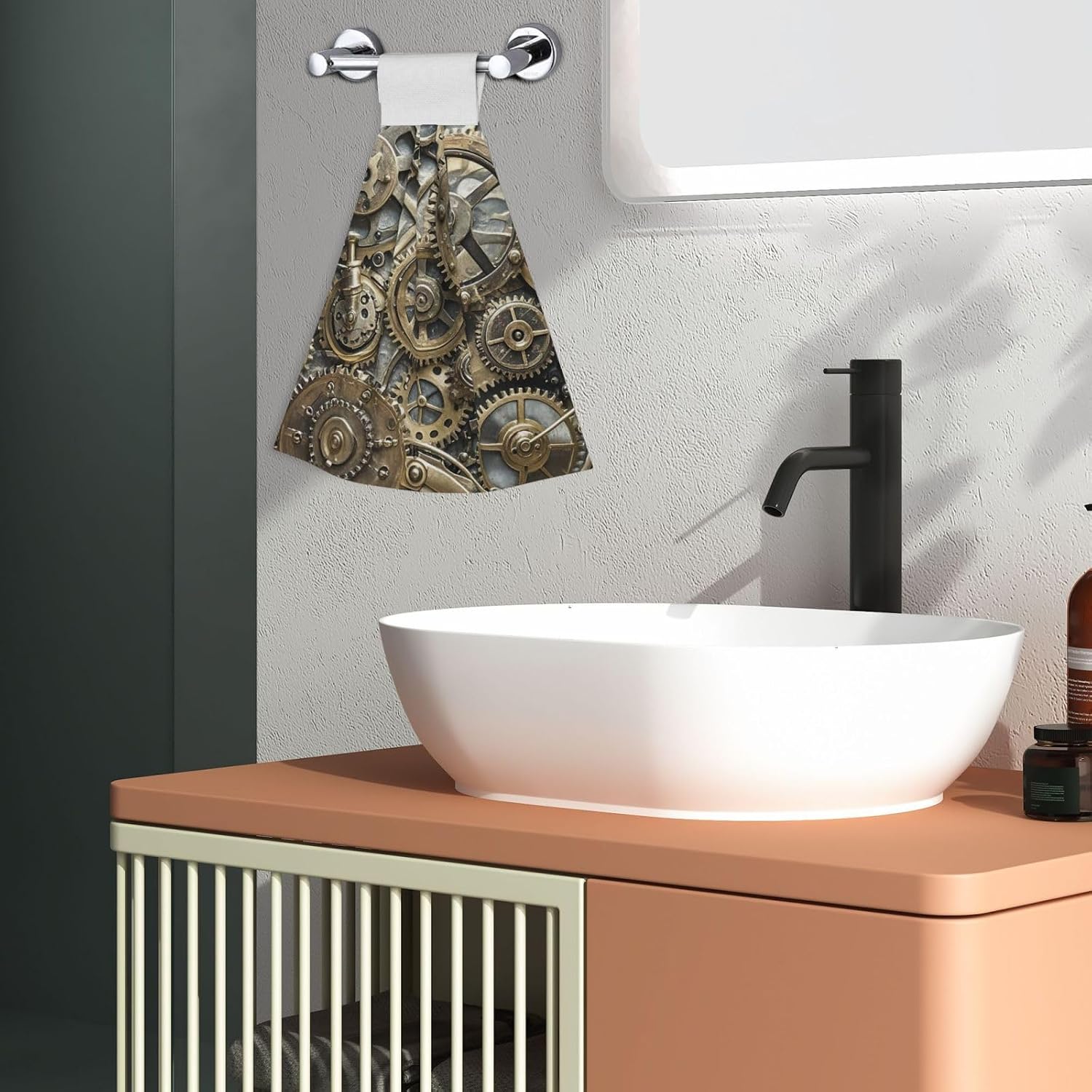 Cool Steampunk Gears Hand Towels Absorbent Hanging Kitchen Towels with Hanging Loop Soft Kitchen Dish Towel Fast Drying Tie Towels for Kitchen Bathroom Home Decor image 5