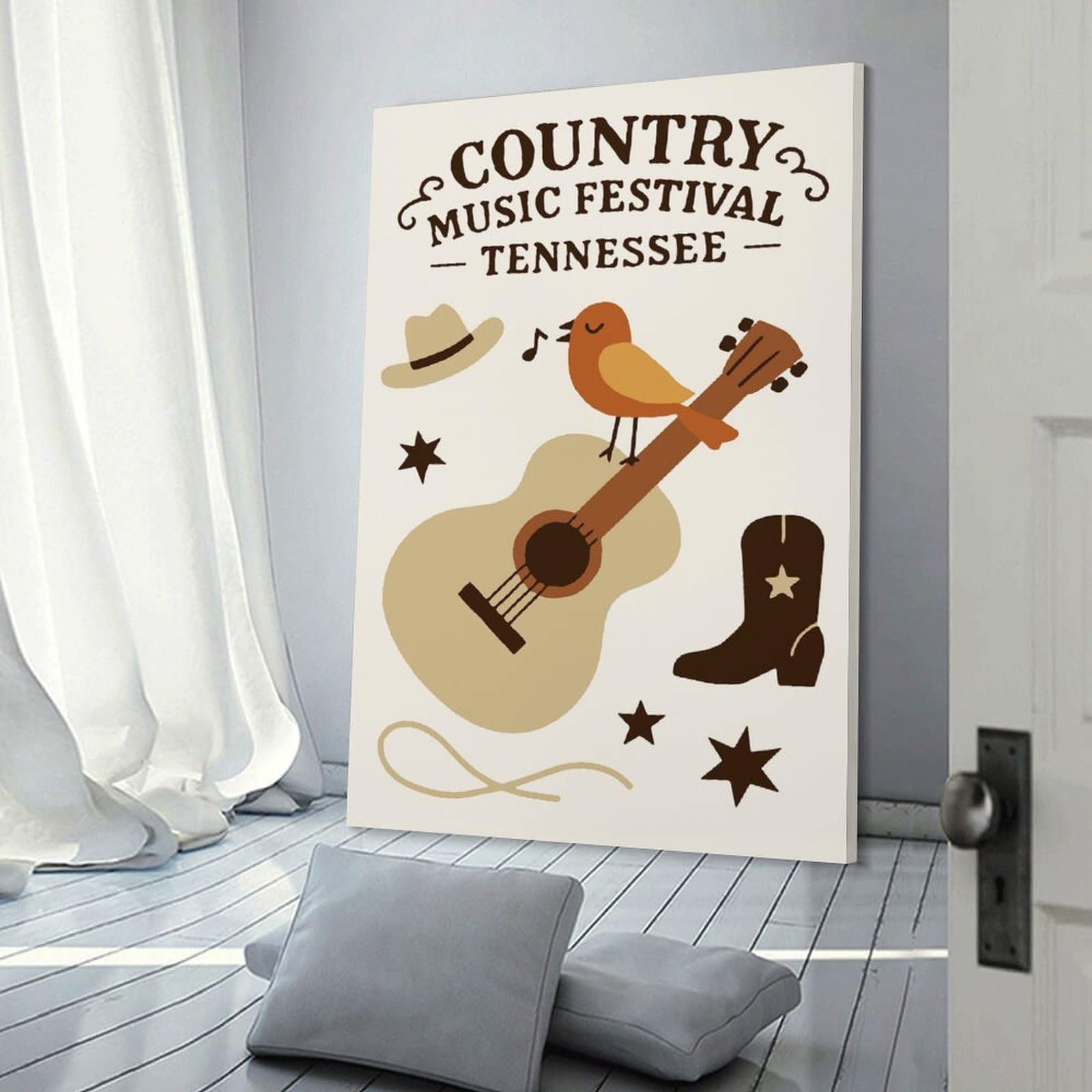 Junmoney Room Decor Wall Art Country Music Festival Tennessee Illustration, 20x30inch(50x75cm), for Gallery Wall Layouts in Home Or Office, Home Wall Art for Statement Displays