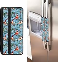 Vista 33 de Juego de 2 fundas para manija de puerta de refrigerador con estampado de copos de nieve de aguacate, protector de manija de puerta de cocina lavable