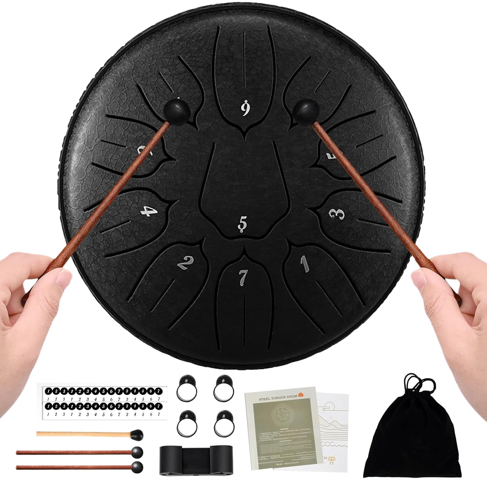 Steel Tongue Drum, Tamburo In Acciaio, Tamburo A Lingua D'acciaio, 6 Pollici 11 Note Strumento A Percussione con Bacchette per Tamburi E Borsa per Yoga e Lezioni Di Musica per Principianti