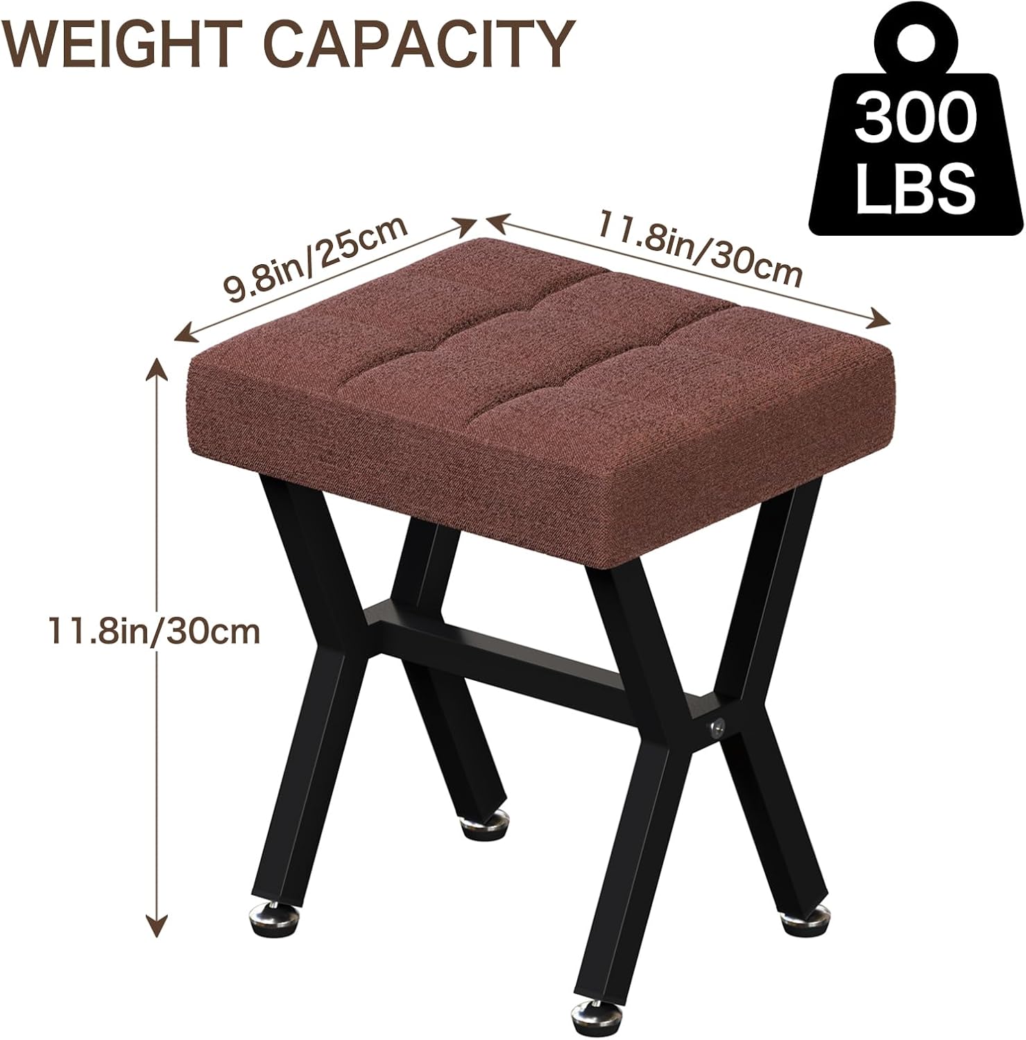 PROXRACER Modern Footrest Ottoman - Versatile Seating & Stylish Accent Stool with Plush Cushion for Living Room, Bedroom, or Office, Grey (Brown)