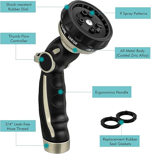 Miniatura 2 de RESTMO Combo de riego de jardín, rociador de manguera resistente, varita de manguera de metal, boquilla de manguera de alta presión, control de