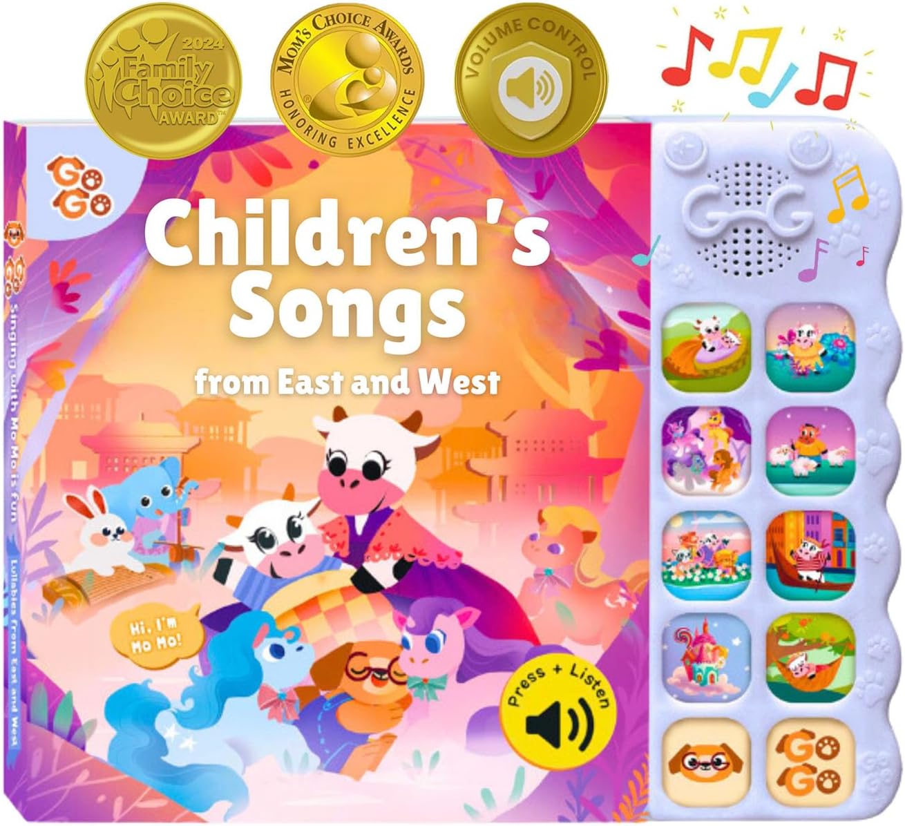 GO GO Children's Songs from East and West 8 Baby Songs, Musical Book for Toddlers 1-3, Nursery Rhyme Books, Talking Features, Singing Toys and Music for Early Learning and Entertainment