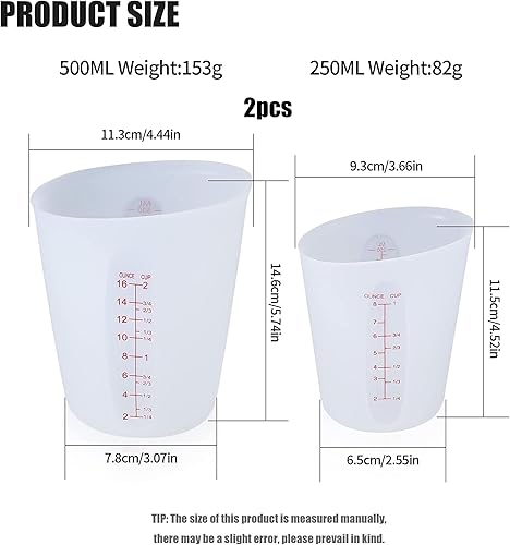 Miniatura 2 de 2 tazas medidoras de silicona de 8.5 fl oz16.9 fl oz, tazas medidoras de silicona reutilizables para mezclar, mezclar y verter tazas medidoras para