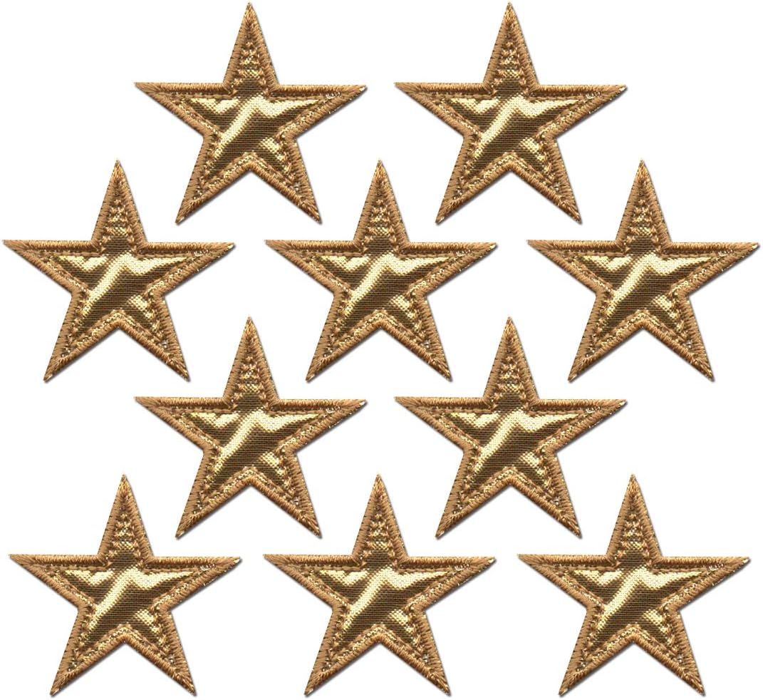 Iron On Patches - Gold star Patch 10 pcs Iron On Patch Embroidered Applique A-177