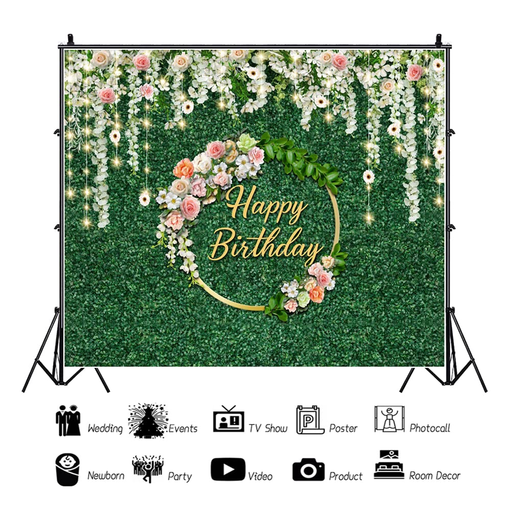 Geburtstag-Fotohintergrund Vinyl – 1,5x2m, Blumen-Thema, Für Party-Deko & Foto-Shooting