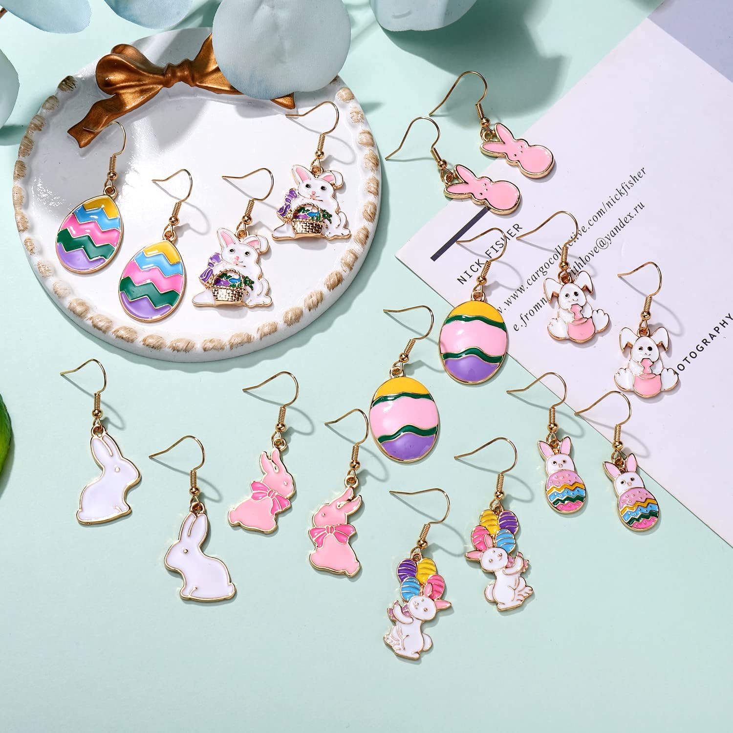 9 Pack Easter Earrings for Women Enamel Colorful Bunny Egg Drop Dangle Earrings Cute Stylish Spring Earrings Holiday Festive Party Jewelry Gift - Image 5