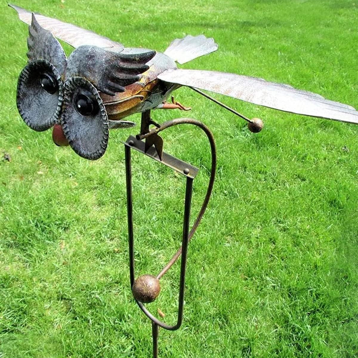 Magic OWL Metal Sculpture, Garden Art Bird Flapping Large