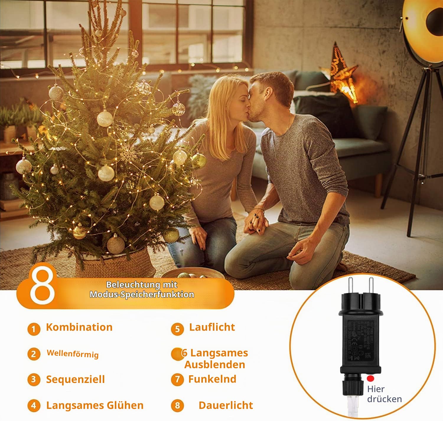 LED Lichterkette Kupferdraht,100M 1000 LED Weihnachts Beleuchtung mit Stecker 8 Modi Außen Wasserdicht Lichter Dekoration für Innen,Draußen,Weihnachten,Bäume, Garten,Party,Weihnachtsbaum Deko,Warmweiß